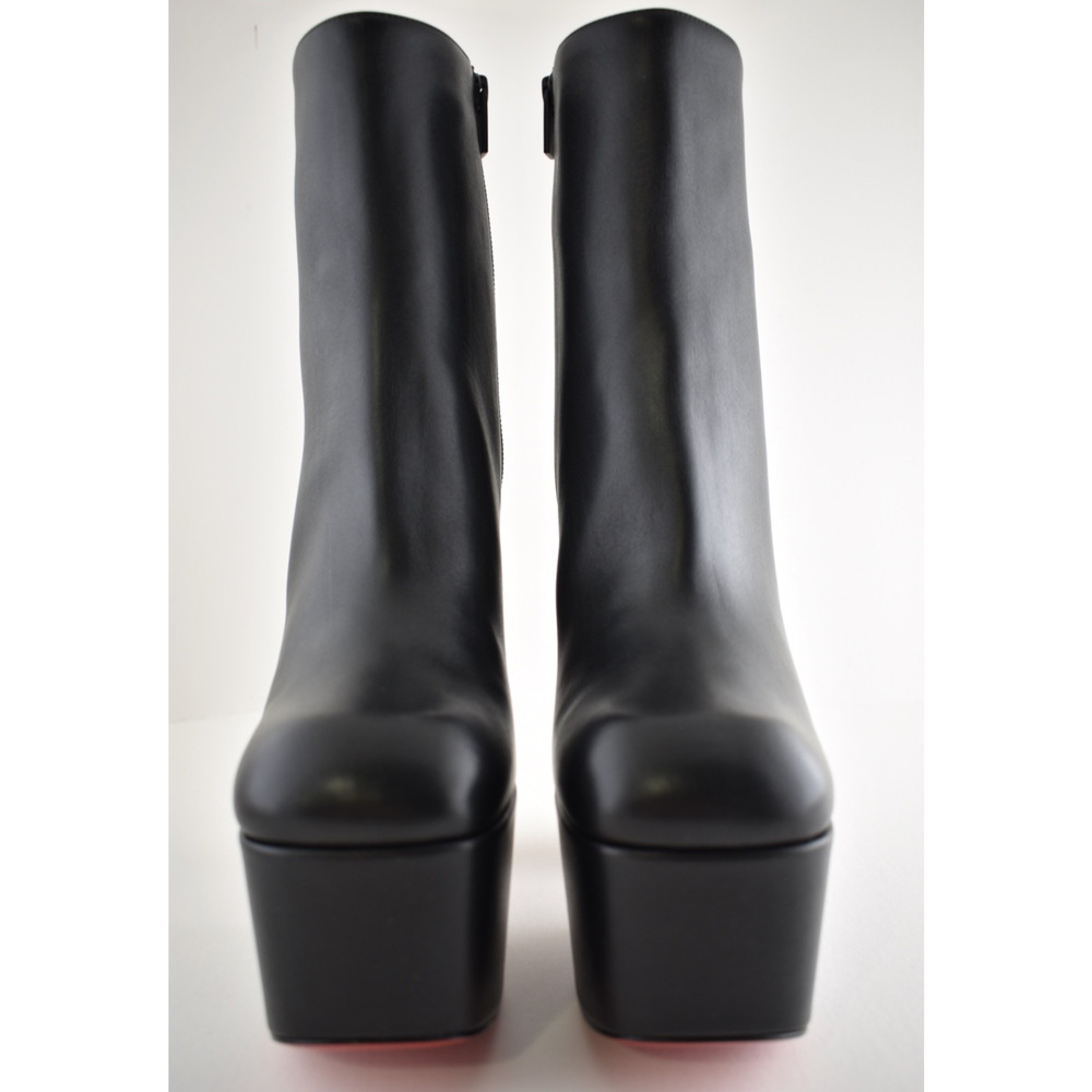 Christian Louboutin Aquabootie 160 Black Leather Platform Block Heel Bootie 36 - Picture 10 of 16